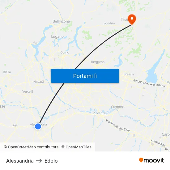 Alessandria to Edolo map