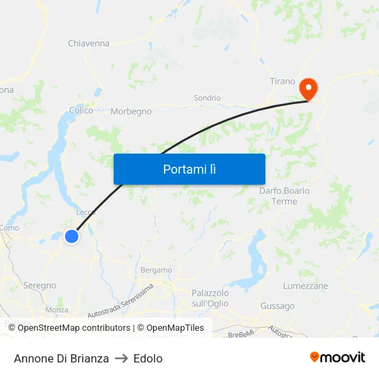 Annone Di Brianza to Edolo map