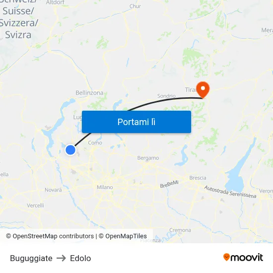 Buguggiate to Edolo map