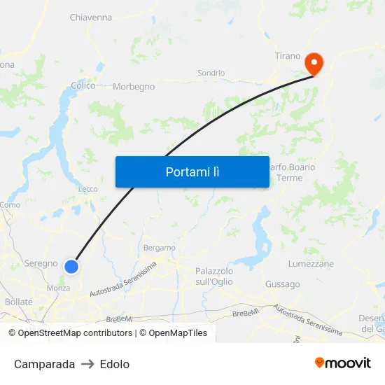 Camparada to Edolo map