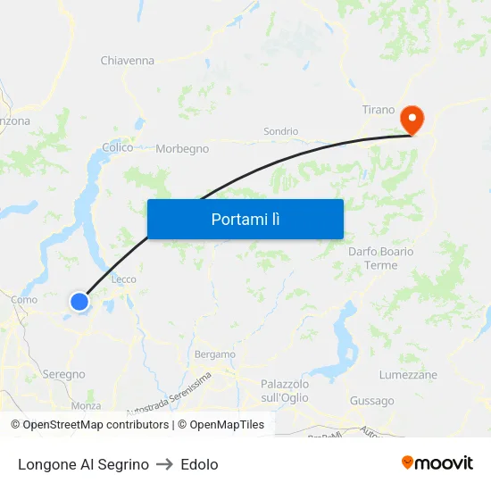 Longone Al Segrino to Edolo map