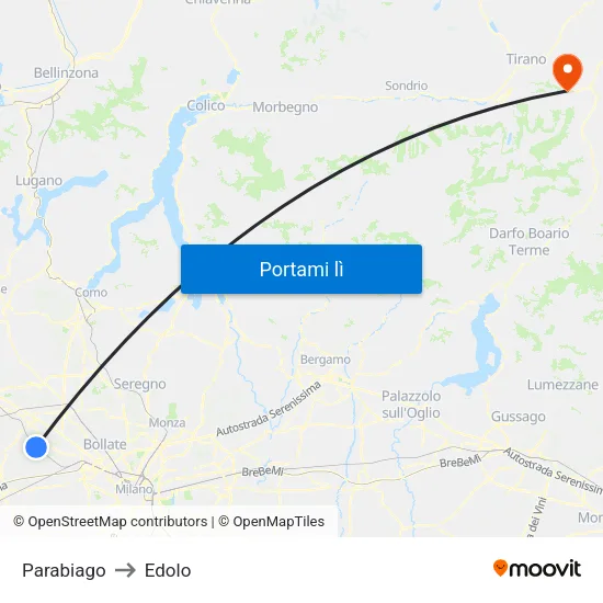 Parabiago to Edolo map
