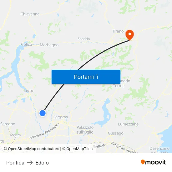 Pontida to Edolo map