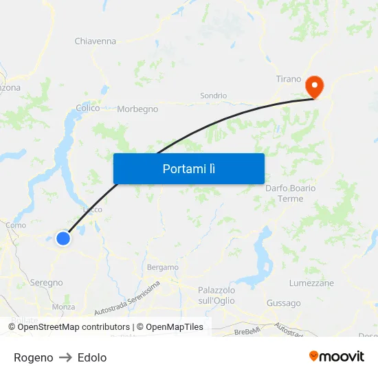Rogeno to Edolo map
