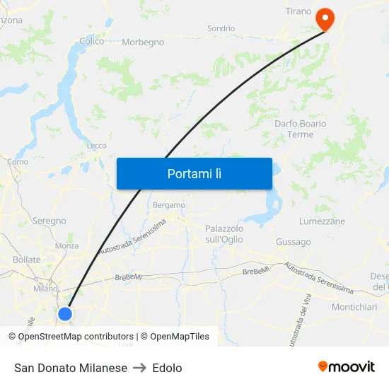 San Donato Milanese to Edolo map