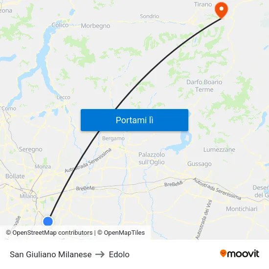 San Giuliano Milanese to Edolo map