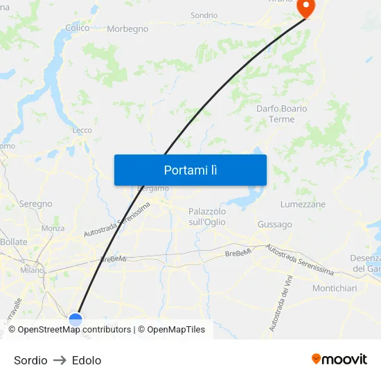 Sordio to Edolo map