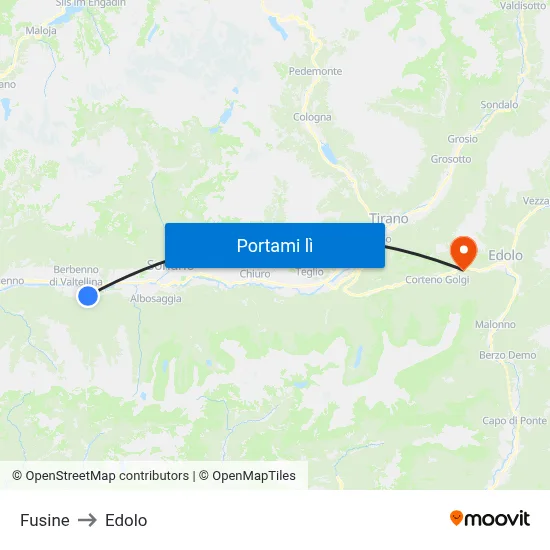 Fusine to Edolo map