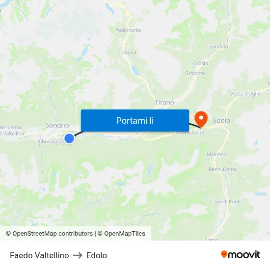 Faedo Valtellino to Edolo map