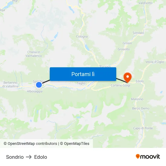 Sondrio to Edolo map