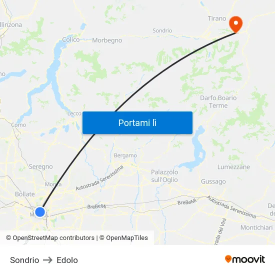 Sondrio to Edolo map