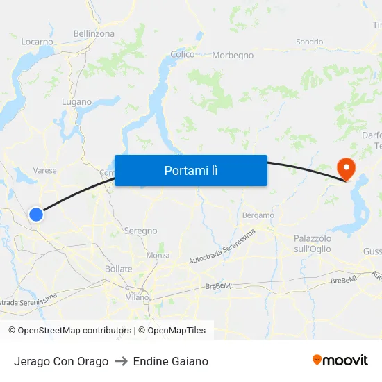 Jerago Con Orago to Endine Gaiano map