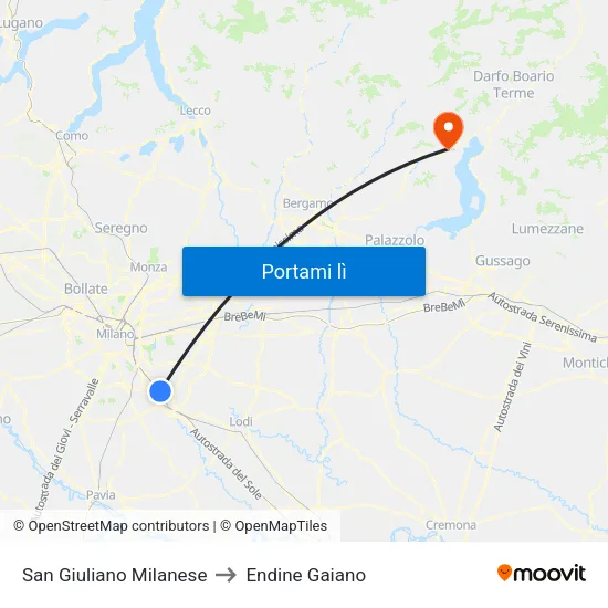 San Giuliano Milanese to Endine Gaiano map