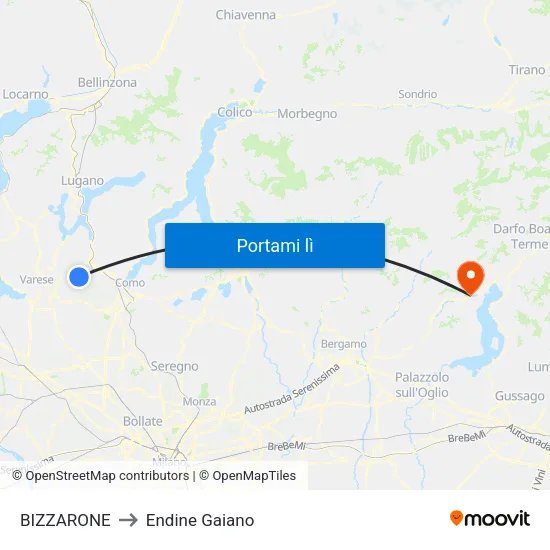 BIZZARONE to Endine Gaiano map