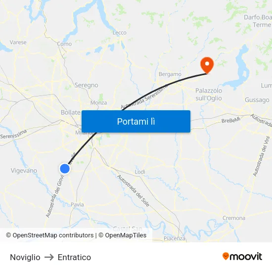 Noviglio to Entratico map