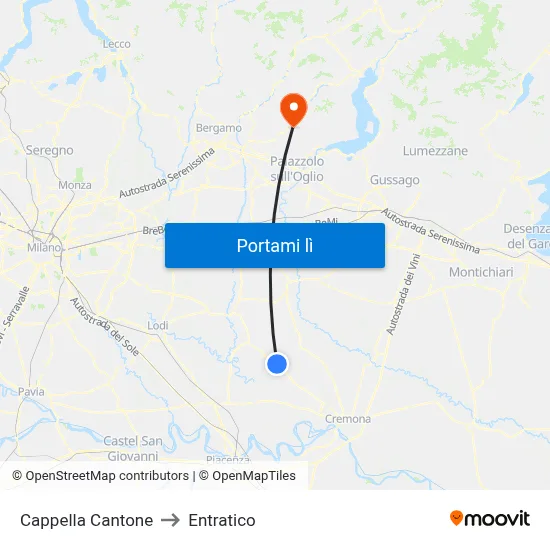 Cappella Cantone to Entratico map