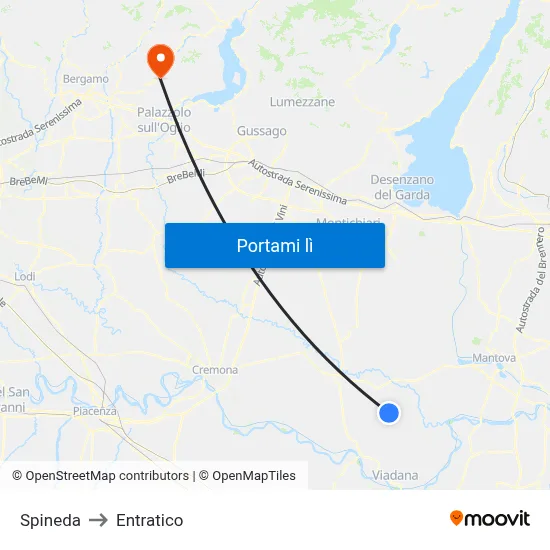 Spineda to Entratico map
