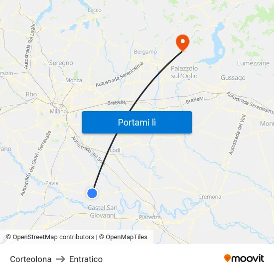 Corteolona to Entratico map
