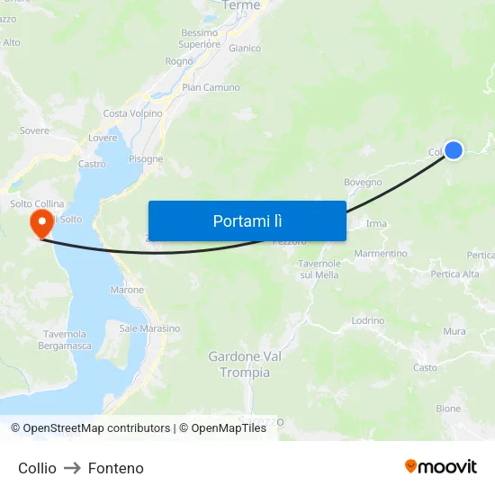 Collio to Fonteno map