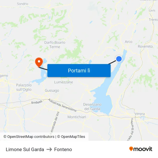 Limone Sul Garda to Fonteno map