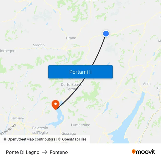 Ponte Di Legno to Fonteno map