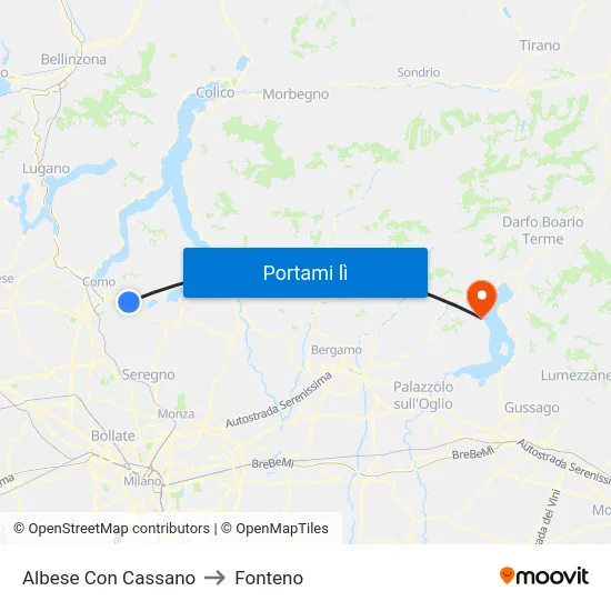 Albese Con Cassano to Fonteno map