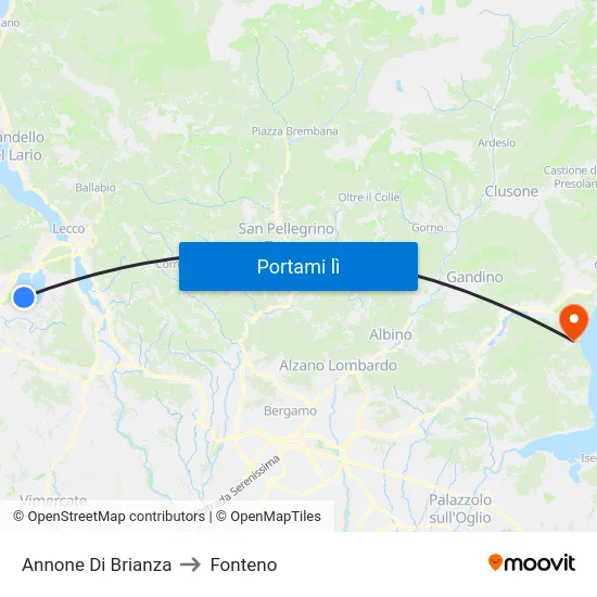 Annone Di Brianza to Fonteno map