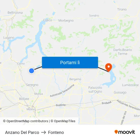 Anzano Del Parco to Fonteno map