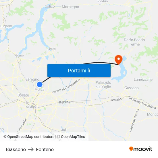 Biassono to Fonteno map