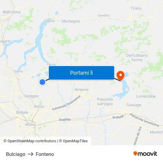 Bulciago to Fonteno map