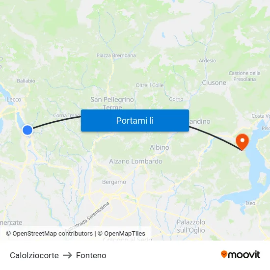 Calolziocorte to Fonteno map