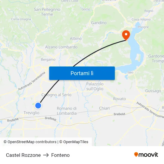 Castel Rozzone to Fonteno map