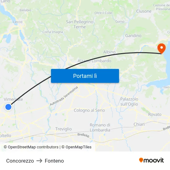 Concorezzo to Fonteno map