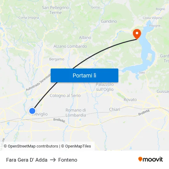Fara Gera D' Adda to Fonteno map