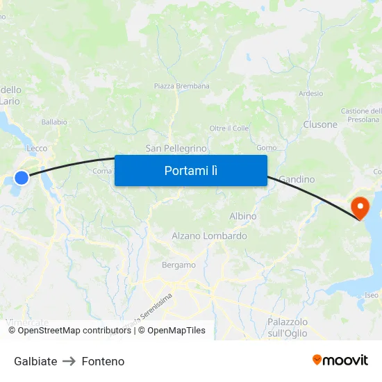Galbiate to Fonteno map