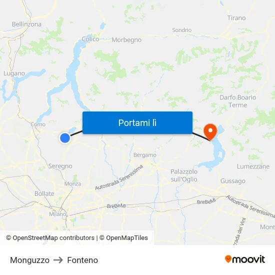 Monguzzo to Fonteno map
