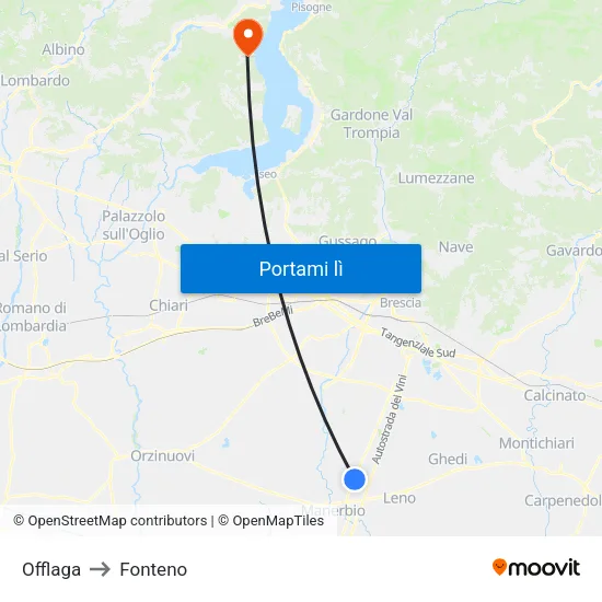 Offlaga to Fonteno map