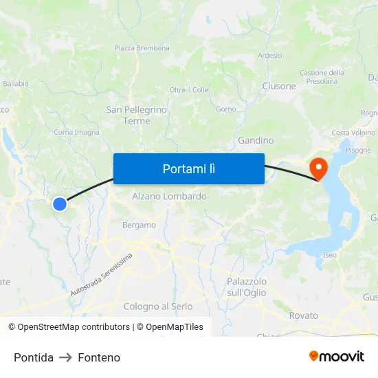 Pontida to Fonteno map