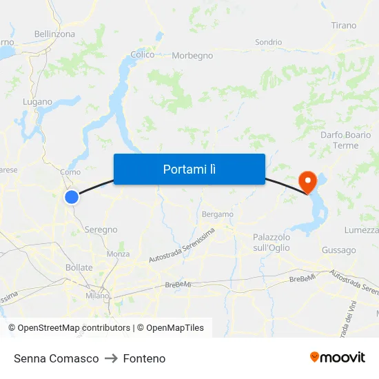 Senna Comasco to Fonteno map
