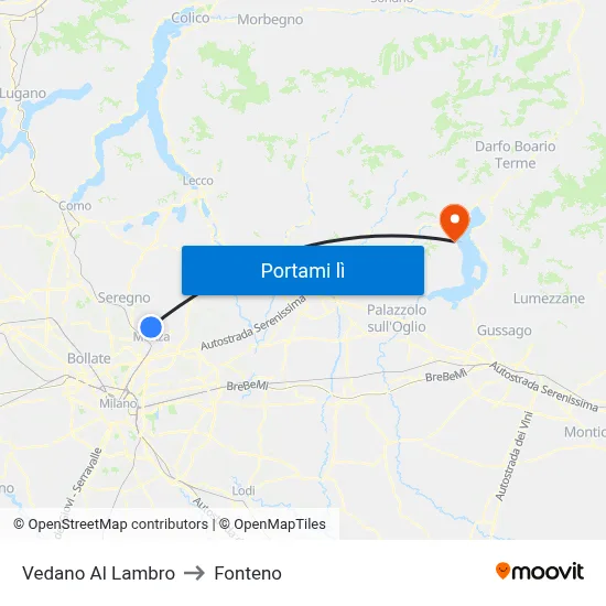 Vedano Al Lambro to Fonteno map