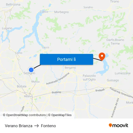 Verano Brianza to Fonteno map