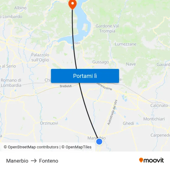 Manerbio to Fonteno map
