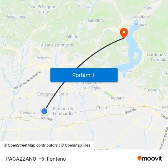 PAGAZZANO to Fonteno map