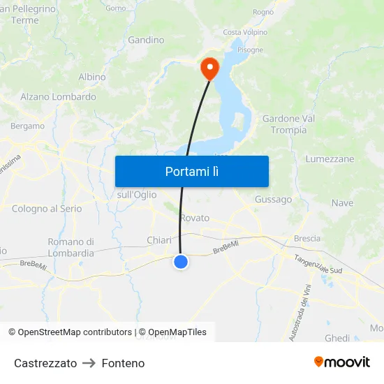 Castrezzato to Fonteno map