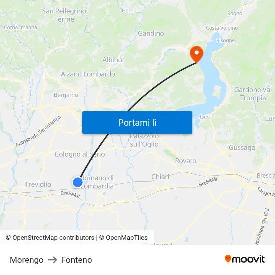 Morengo to Fonteno map