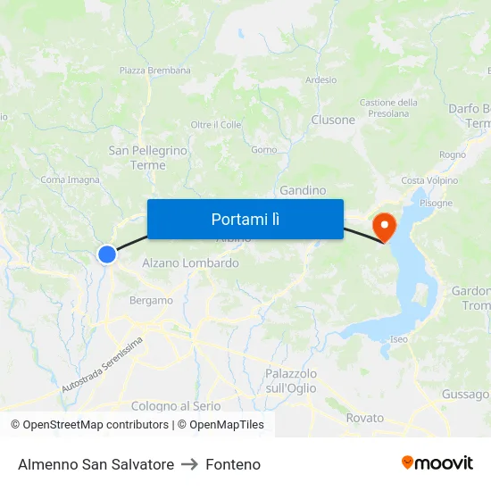 Almenno San Salvatore to Fonteno map