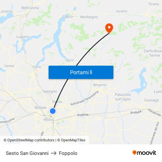 Sesto San Giovanni to Foppolo map