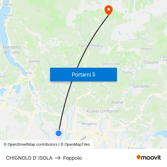 CHIGNOLO D' ISOLA to Foppolo map
