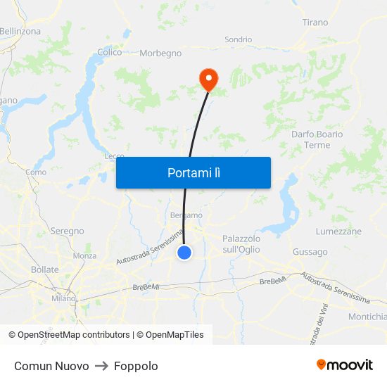 Comun Nuovo to Foppolo map