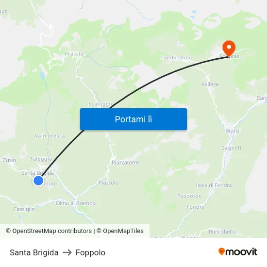 Santa Brigida to Foppolo map